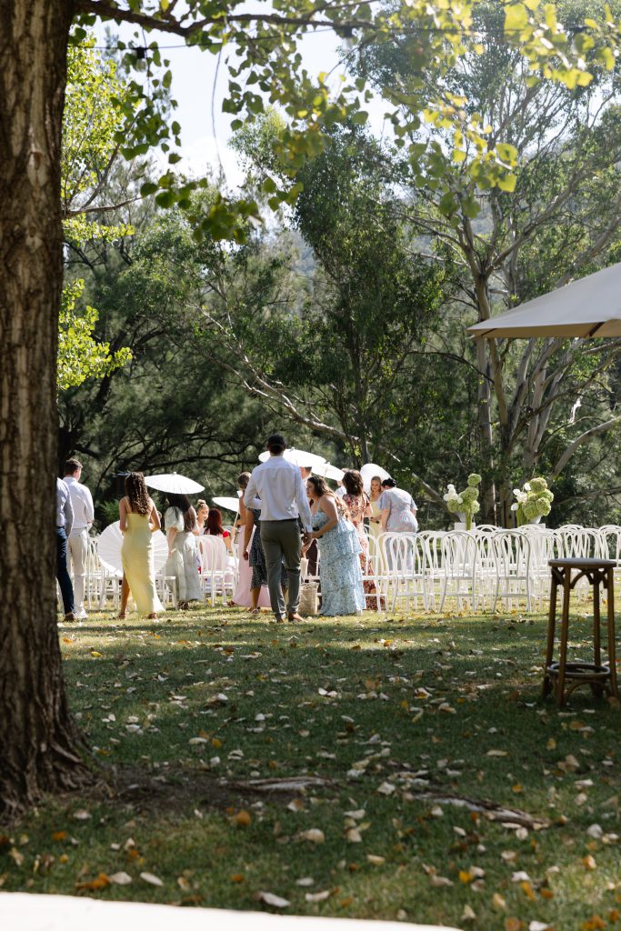 Wedding guests gathered at The Grove, Stonehurst