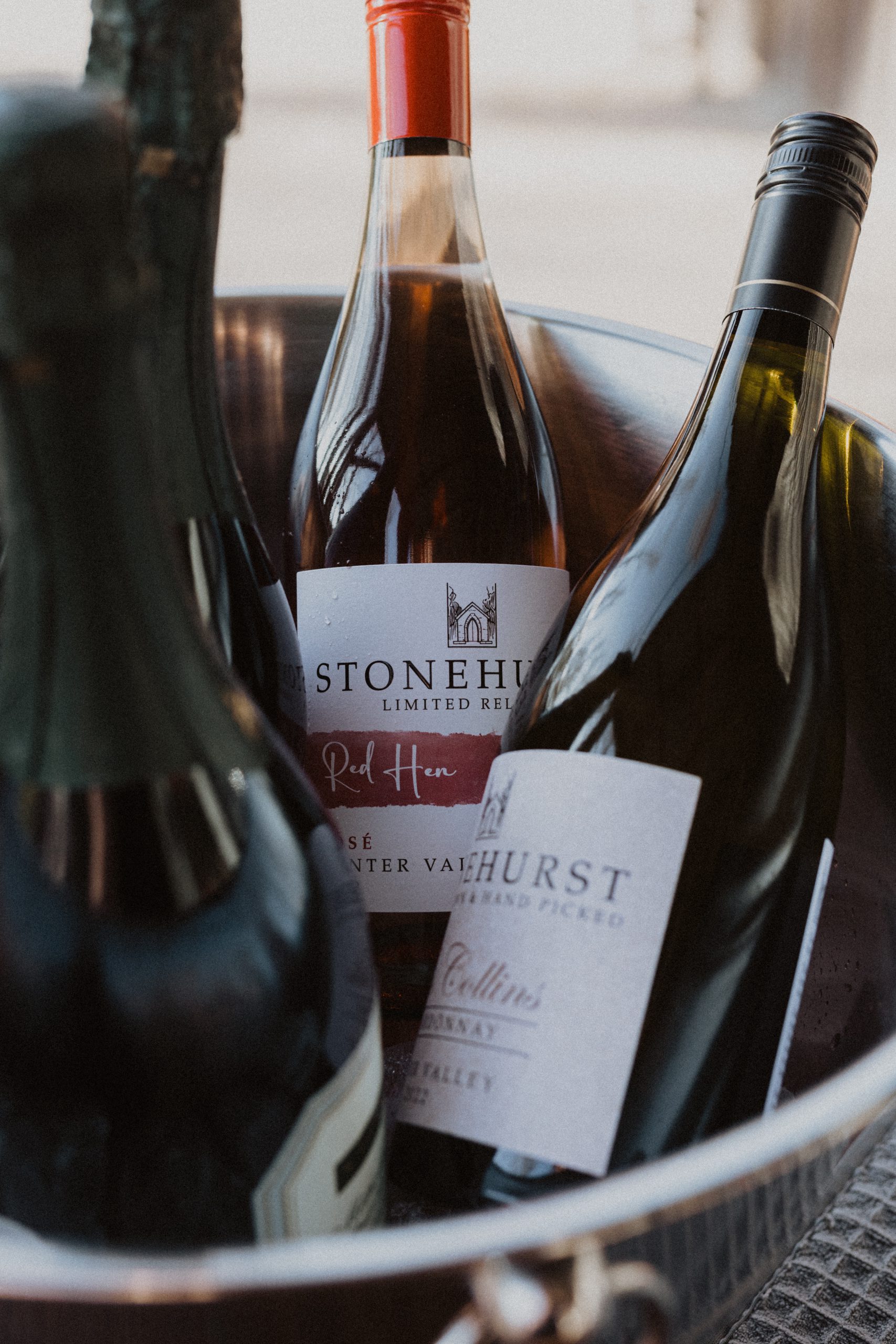 Bottles of Stonehurst estate wine